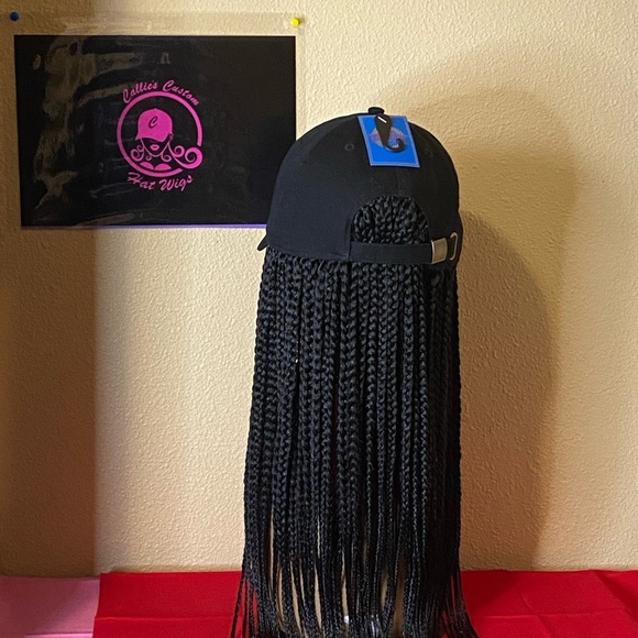 New black adjustable hat small box braids - Picture 4 of 8